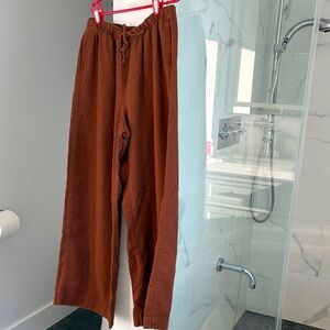 Old Navy Women’s Drawstring Linen blend pants in Rust Brown